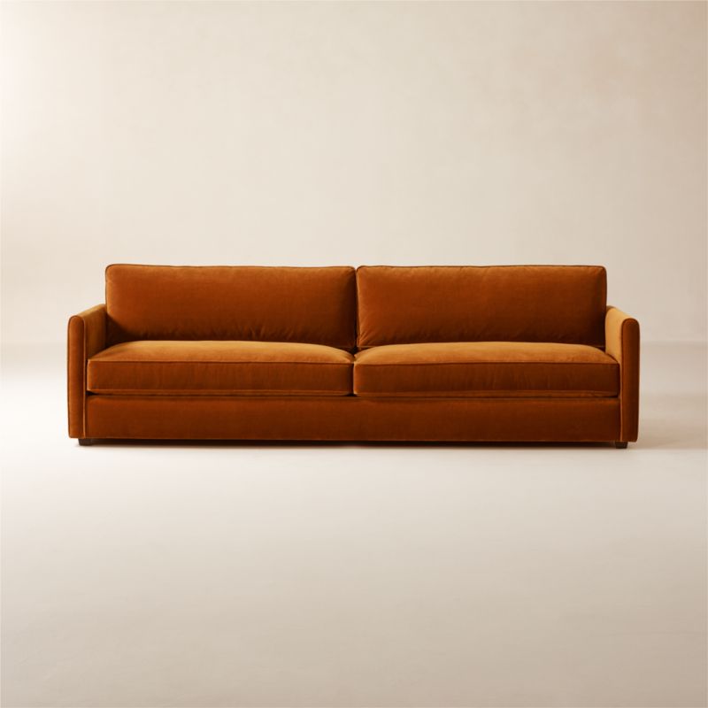 Malea 100" Cognac Brown Velvet Sofa - image 0 of 8