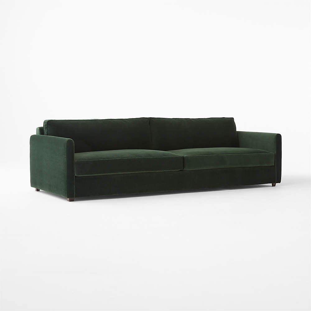 Cb2 green online velvet couch