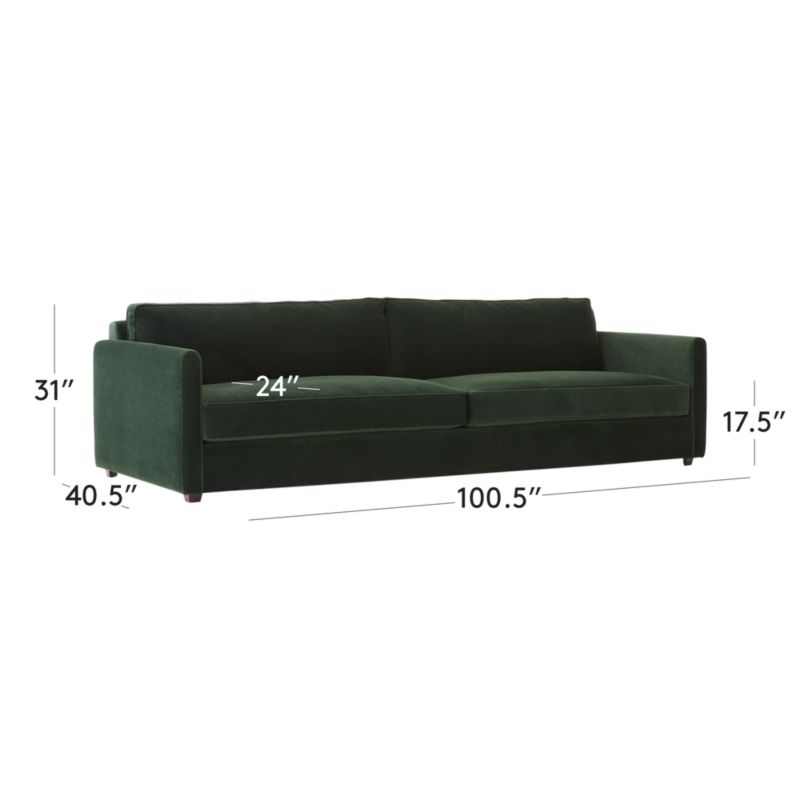 View Malea 100" Green Velvet Sofa - image 3 of 10