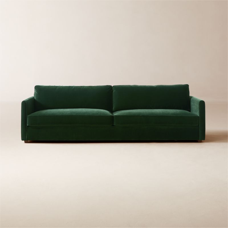 Malea 100" Green Velvet Sofa - image 0 of 9