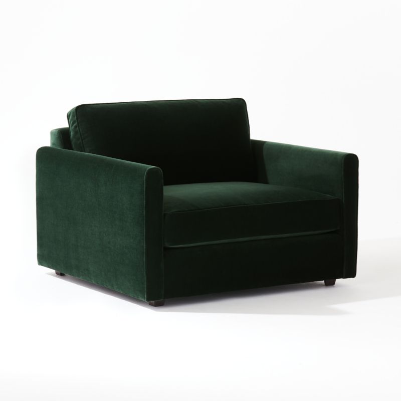 Malea Green Velvet Chair and a Half + Reviews CB2