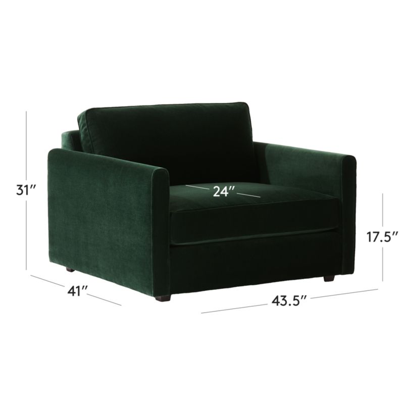 View Malea Green Velvet Chair and a Half - image 3 of 11