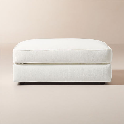 Malea White Performance Fabric Ottoman