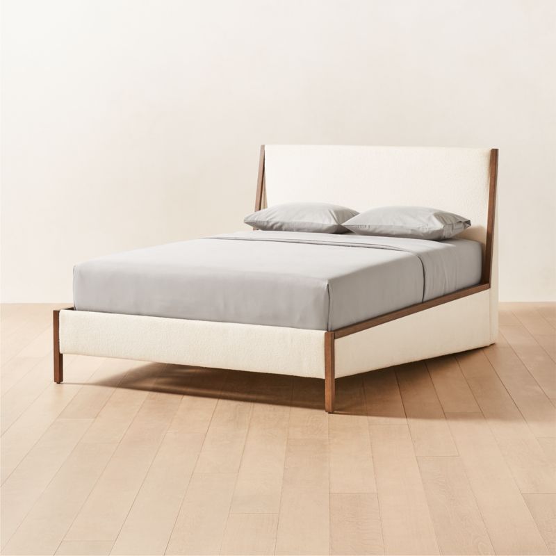 Malena White Boucle Queen Bed - image 3 of 10