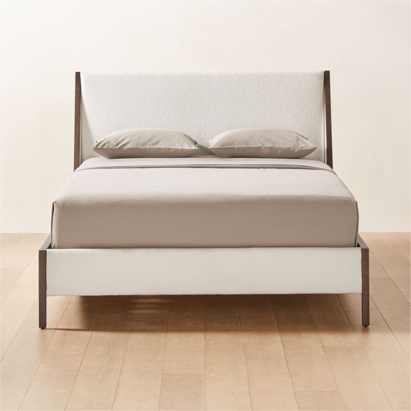 Malena White Boucle Queen Bed - image 0 of 10