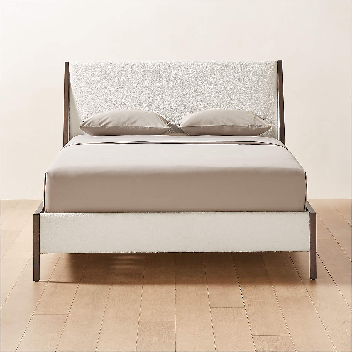 Malena Modern Upholstered Queen Bed Frame + Reviews | CB2