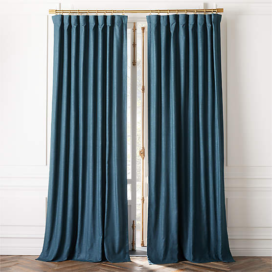 Mali Dark Teal Silk Viscose Window Curtain Panel 48"x120''