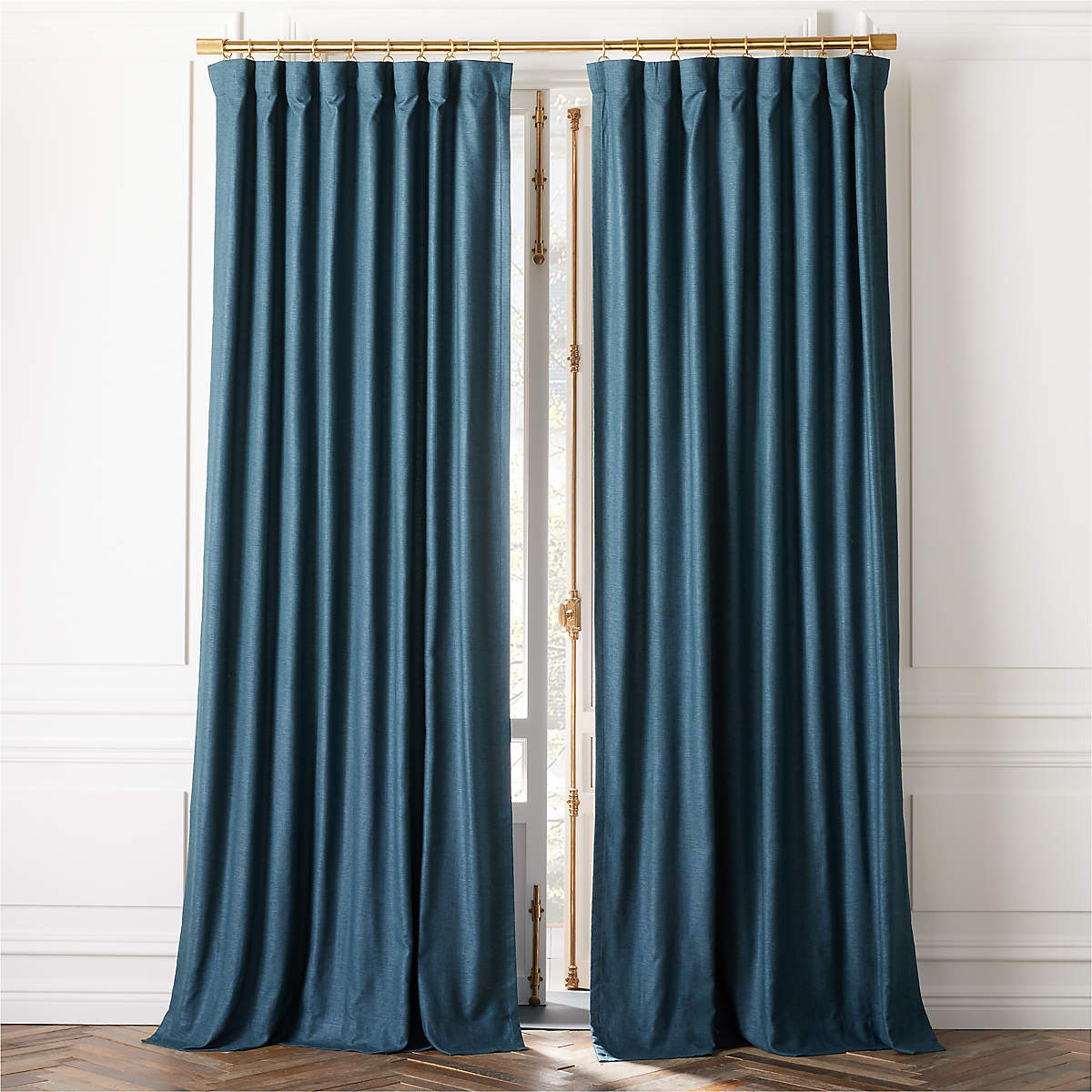 Mali Dark Teal Silk Viscose Window Curtain Panel 48"x84'' + Reviews CB2