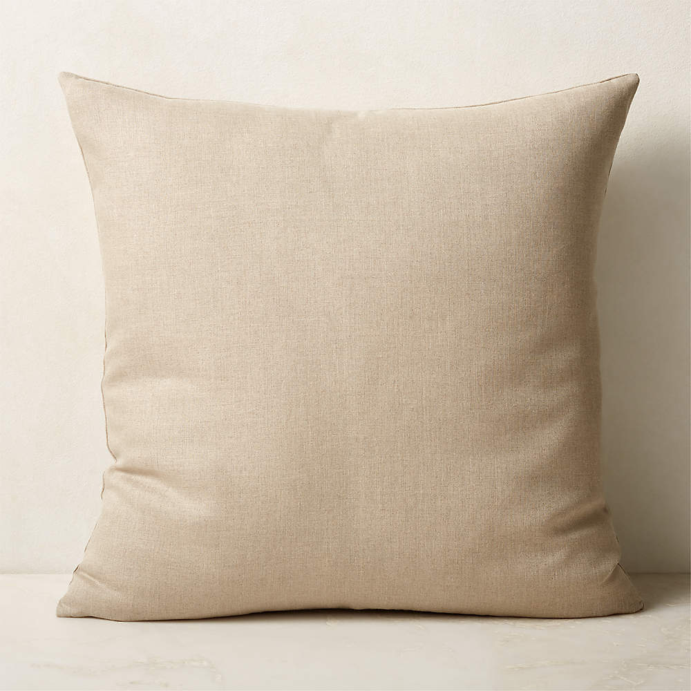 Beige linen throw on sale pillows