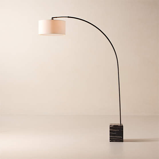 Venus Black Arc Modern Floor Lamp with Marble Base + Reviews | CB2