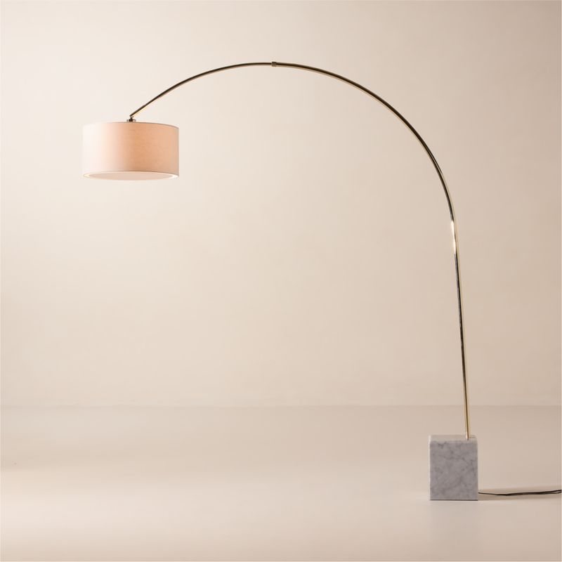 Mane White Marble Arc Floor Lamp with Linen Shade - image 2 of 7