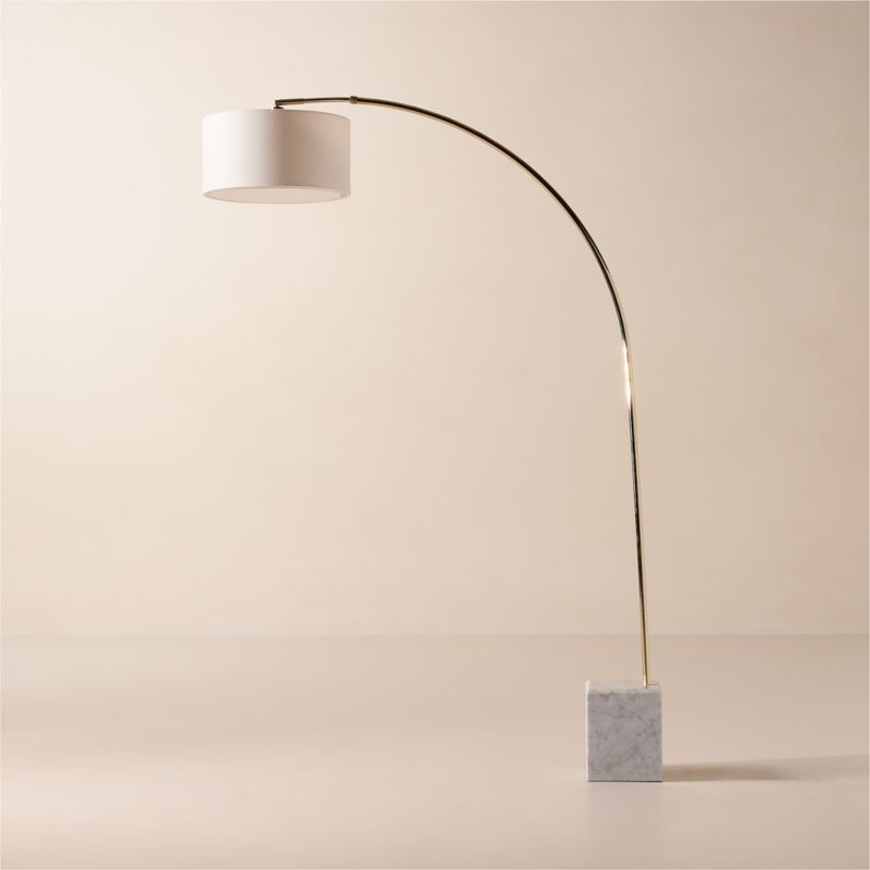 Mane White Marble Arc Floor Lamp with Linen Shade - image 1 of 7