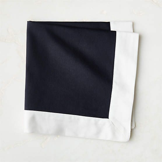 Mara Black with White Bordered Organic Cotton Sateen Napkin