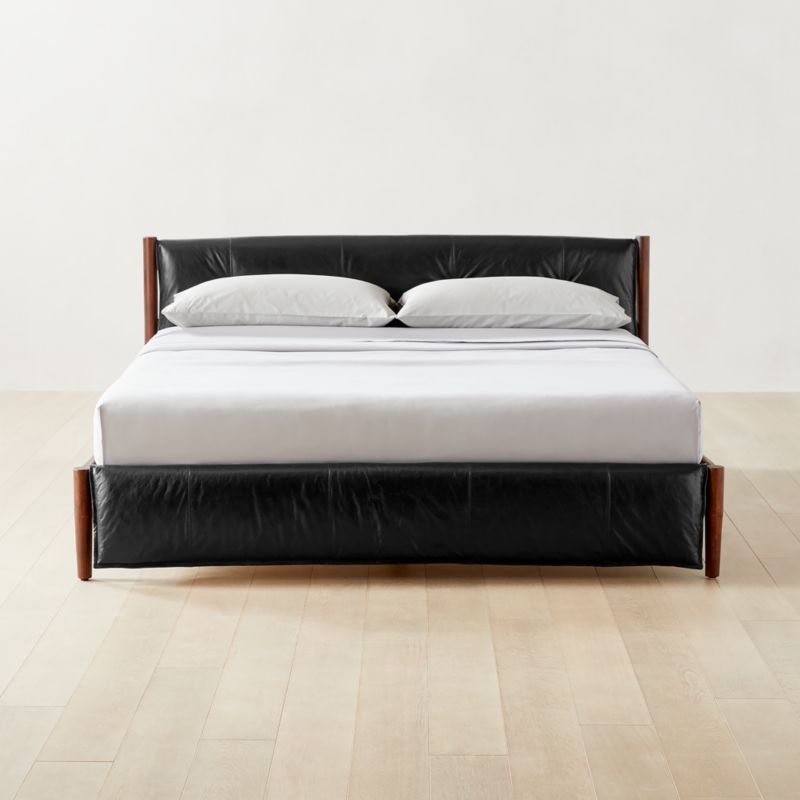 Maraba Black Leather King Bed - image 0 of 11