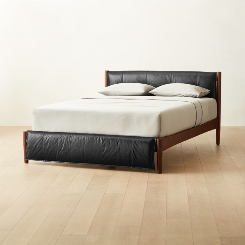 Maraba Black Leather Queen Bed - image 3 of 10