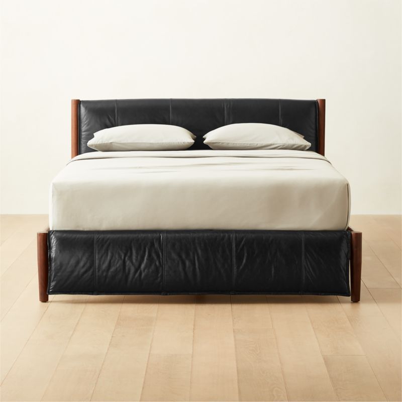 Maraba Black Leather King Bed - image 3 of 11