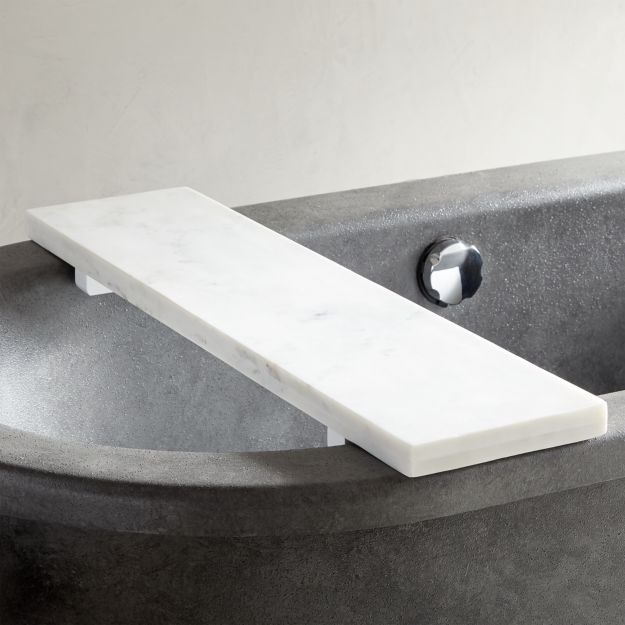 White Marble Bath Caddy | CB2 Canada