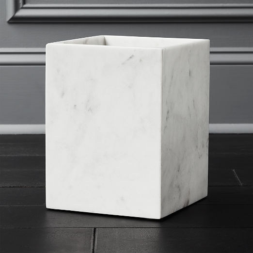 Nexus White Marble Wastebasket