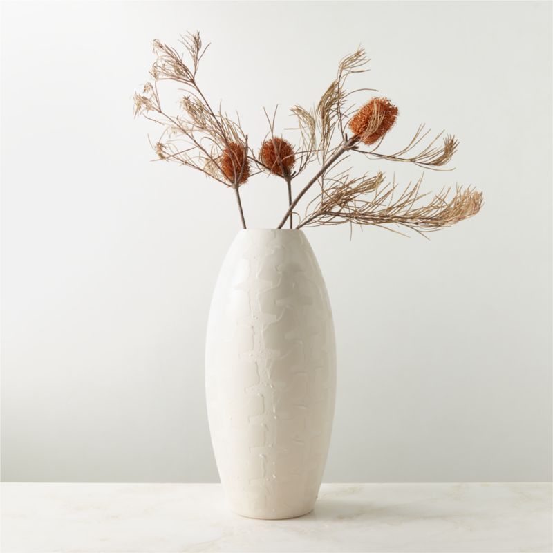 Marcello Warm White Patterned Ceramic Vase - image 0 of 9