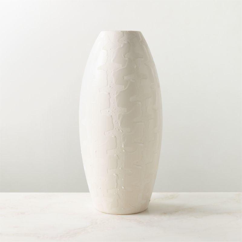 Marcello Warm White Patterned Ceramic Vase - image 1 of 9