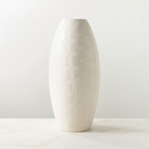 Marcello Warm White Patterned Ceramic Vase