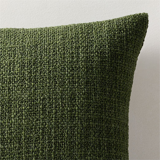 Marco Green Woven Italian Wool Throw Pillow with Down-Alternative Insert 20"x20"