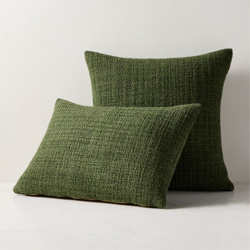 Marco Green Woven Italian Wool Lumbar Pillow with Down-Alternative Insert 22"x15" - image 2 of 3