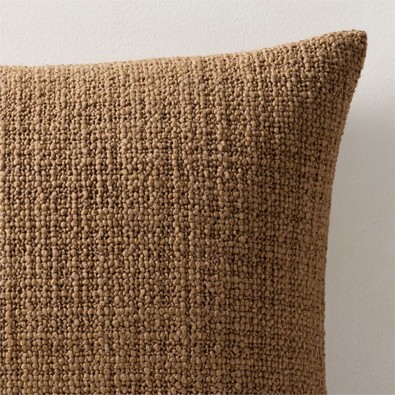 Marco Sepia Brown Woven Italian Wool Throw Pillow with Down-Alternative Insert 20"x20" - image 1 of 3