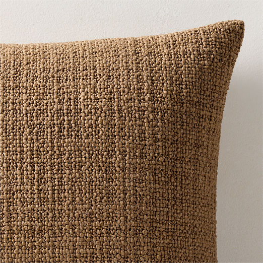 Marco Sepia Brown Woven Italian Wool Throw Pillow 20"x20"
