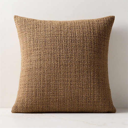 Marco Sepia Brown Woven Italian Wool Throw Pillow 20"x20"