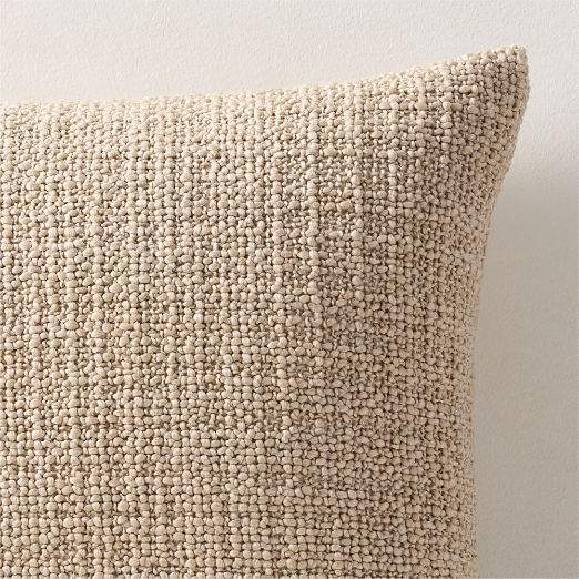 Marco Sand  Woven Italian Wool Throw Pillow with Down-Alternative Insert 20"x20"