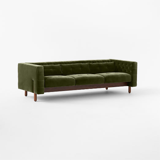 Marconi 81.5" Tufted Green Velvet Sofa by Gianfranco Frattini