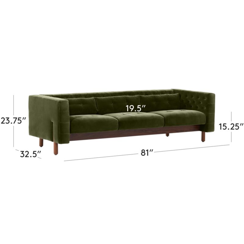 View Marconi 81.5" Tufted Green Velvet Sofa by Gianfranco Frattini - image 3 of 11