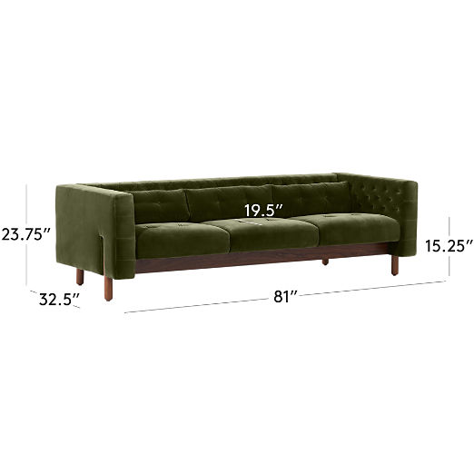 Marconi 81.5" Tufted Green Velvet Sofa by Gianfranco Frattini