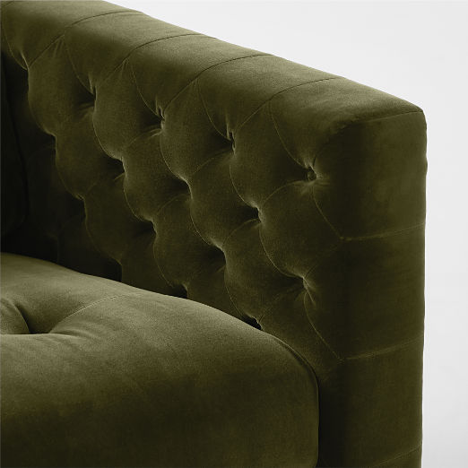 Marconi Tufted Green Velvet Sofa by Gianfranco Frattini (81.5"-105")