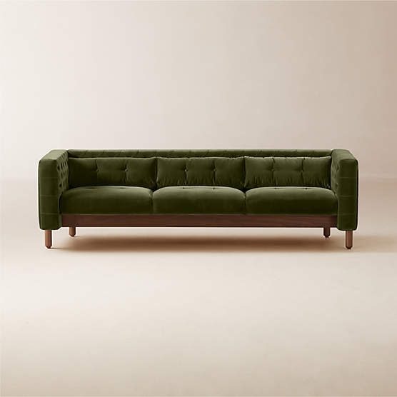 Marconi 3-Seater Tufted Green Velvet Sofa by Gianfranco Frattini