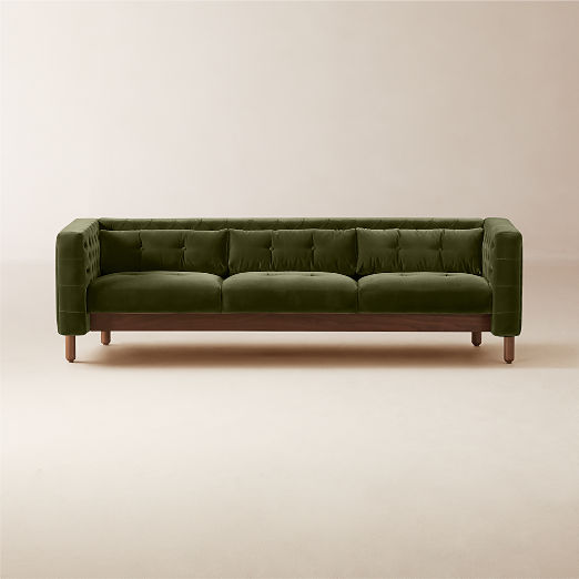 Marconi Tufted Green Velvet Sofa by Gianfranco Frattini (81.5"-105")