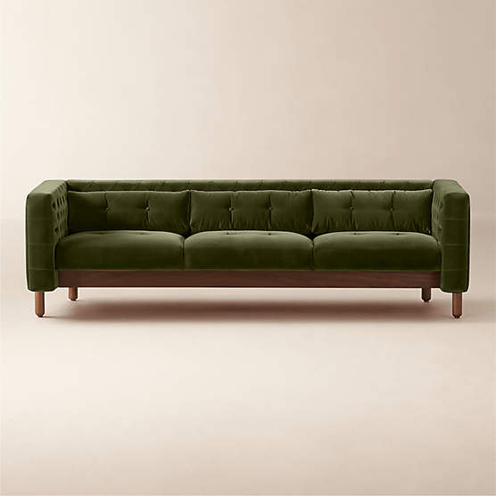 Marconi 81.5" Tufted Green Velvet Sofa by Gianfranco Frattini