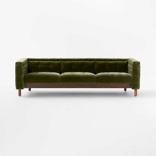 Marconi 81.5" Tufted Green Velvet Sofa by Gianfranco Frattini