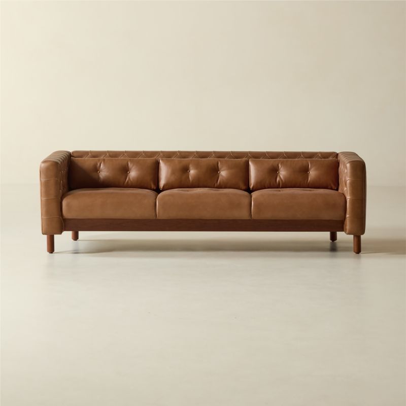 Marconi 81.5" Tufted Saddle Leather Sofa by Gianfranco Frattini - image 0 of 9