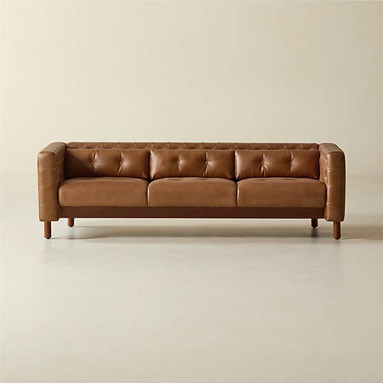 Marconi 81.5" Tufted Saddle Leather Sofa by Gianfranco Frattini