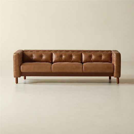 Marconi 81.5" Tufted Saddle Leather Sofa by Gianfranco Frattini