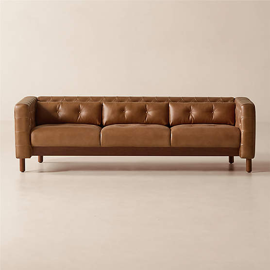 Marconi 81.5" Tufted Saddle Leather Sofa by Gianfranco Frattini
