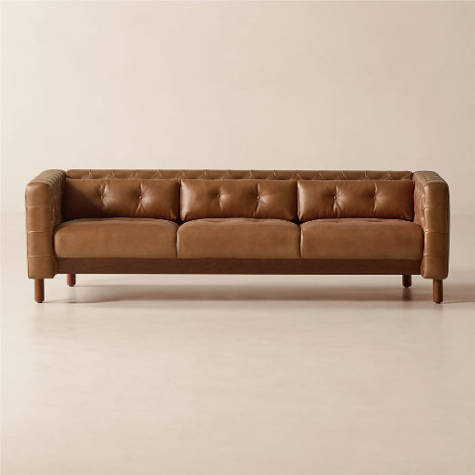 Marconi 81.5" Tufted Saddle Leather Sofa by Gianfranco Frattini