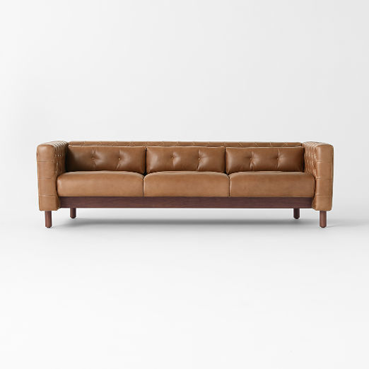 Marconi 81.5" Tufted Saddle Leather Sofa by Gianfranco Frattini