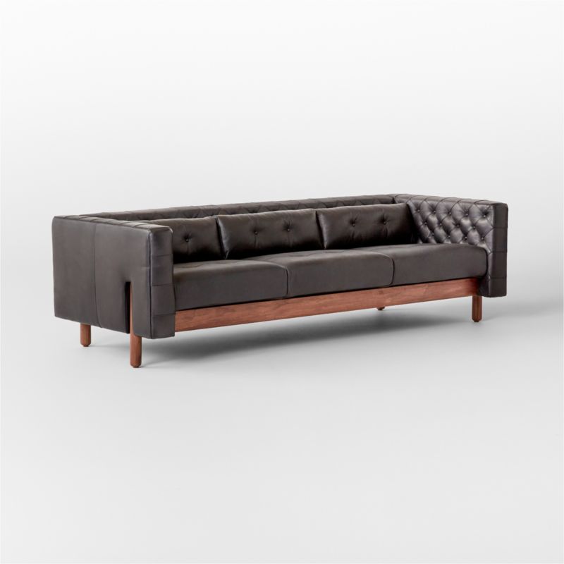 Marconi 3-Seater Tufted Leather Sofa Bello Black by Gianfranco Frattini - image 5 of 8