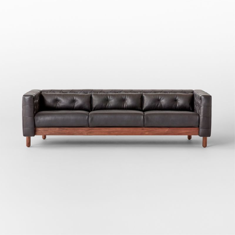 Marconi 3-Seater Tufted Leather Sofa Bello Black by Gianfranco Frattini - image 4 of 8