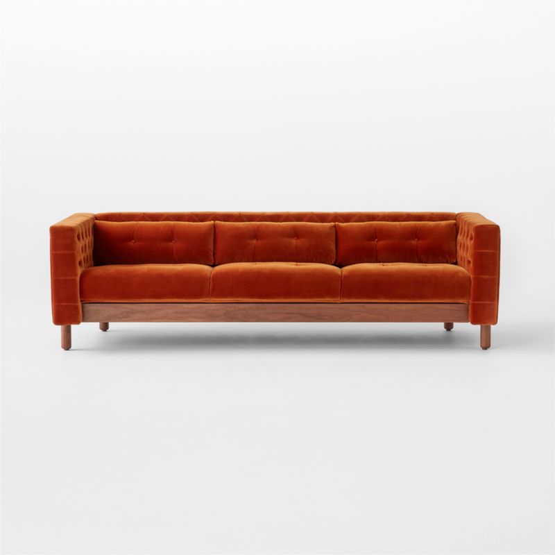 Rust colored on sale velvet sofa