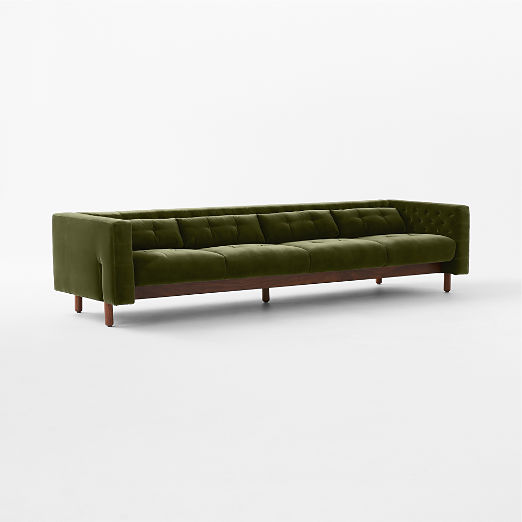 Marconi 105" Tufted Green Velvet Sofa by Gianfranco Frattini