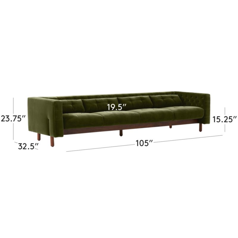 View Marconi 105" Tufted Green Velvet Sofa by Gianfranco Frattini - image 3 of 10